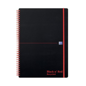 Black n' Red Wirebound Recycled Polypropylene Notebook 140 Pages A4 (Pack of 5) 100080167