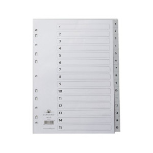 Concord Index 1-15 A4 Polypropylene Grey 62605