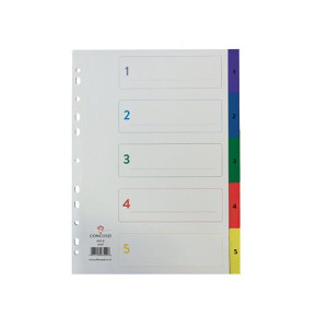 Concord Index 1-5 A4 Polypropylene Multicoloured 66299