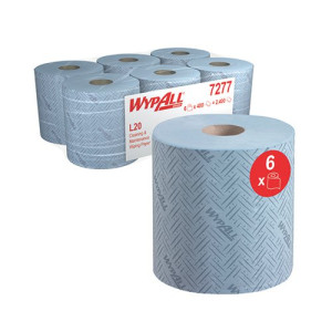 Wypall L20 Essential Centrefeed Wiping Paper Roll 2 Ply Blue (Pack of 6) 7277