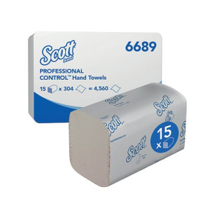 Scott Control 1-Ply Hand Towels Interfold 304 Sheets White (Pack of 15) 6689
