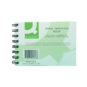 Q-Connect Feint Ruled Wirebound Triplicate Book 102x127mm KF01343