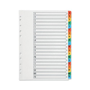 Q-Connect Multi-Punched A-Z 20-Part Reinforced Multi-Colour A4 Index Pre-Printed Tabs KF01523
