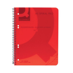 Q-Connect Spiral Bound Polypropylene Notebook 160 Pages A5 Red (Pack of 5) KF10035