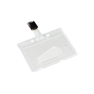 Q-Connect Rigid Credit Card Sized Name Badge Holder and Clip (Pack of 10) KF14148