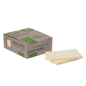 Q-Connect Recycled Notes 127x76mm Yellow (Pack of 12) KF17322