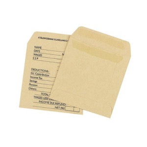 Q-Connect Envelope Wage 108x102mm Printed Self Seal 90gsm Manilla (Pack of 1000) KF3430