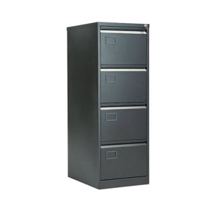 Jemini 4 Drawer Filing Cabinet Lockable 470x622x1321mm Black KF72587