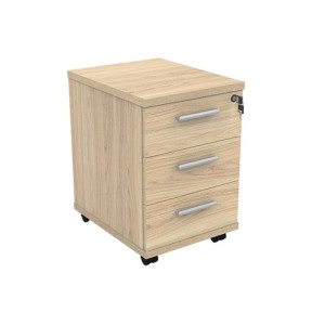 Astin 3 Drawer Mobile Under Desk Pedestal 400x500x590mm Canadian Oak KF77725