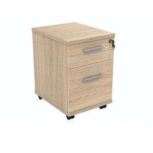 Polaris 2 Drawer Mobile Under Desk Pedestal 404x500x595mm Canadian Oak KF77884