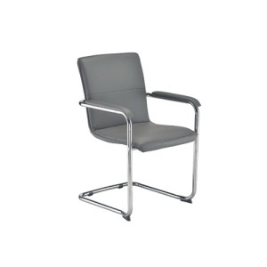 Arista Stratus Visitor Chair Leather Look 575x570x890mm Grey KF78050