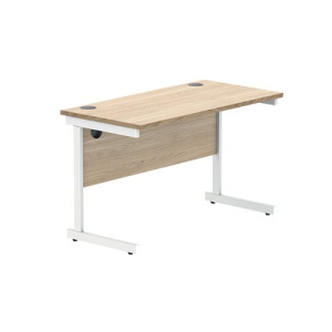 Astin Rectangular Single Upright Cantilever Desk 1200x600x730mm Canadian Oak/Arctic White KF803307