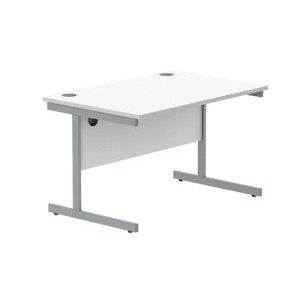 Astin Rectangular Single Upright Cantilever Desk 1200x800x730mm Arctic White/Silver KF803537