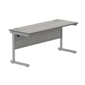 Astin Rectangular Single Upright Cantilever Desk 1600x600x730mm Alaskan Grey Oak/Silver KF803667