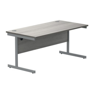Astin Rectangular Single Upright Cantilever Desk 1600x800x730mm Alaskan Grey Oak/Silver KF803697