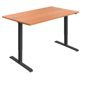 First Single Motor Sit/Stand Desk 1200x800x705-1220mm Beech/Black KF803734