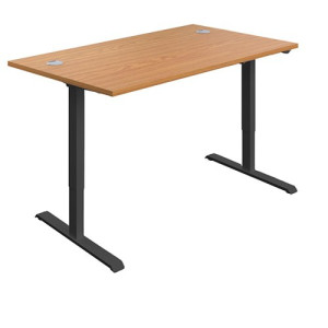First Single Motor Sit/Stand Desk 1200x800x705-1220mm Nova Oak/Black KF803772