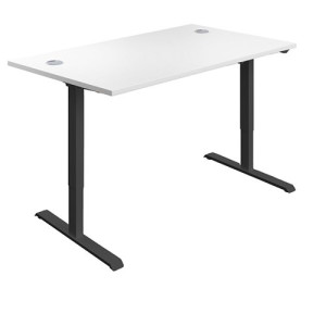 First Single Motor Sit/Stand Desk 1200x800x705-1220mm White/Black KF803795