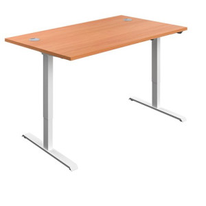 First Single Motor Sit/Stand Desk 1400x800x705-1220mm Beech/White KF803894
