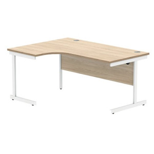 Polaris Left Hand Radial Single Upright Cantilever Desk 1600x1200x730mm Canadian Oak/White KF821440