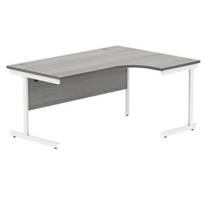 Polaris Right Hand Radial SU Cantilever Desk 1600x1200x730mm Alaskan Grey Oak/White KF821530