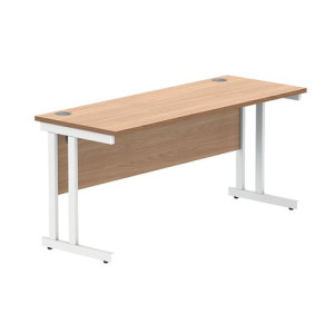 Polaris Rectangular Double Upright Cantilever Desk 1600x600x730mm Norwegian Beech/White KF822120