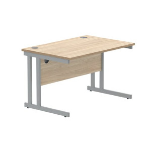 Polaris Rectangular Double Upright Cantilever Desk 1200x800x730mm Canadian Oak/Silver KF822210
