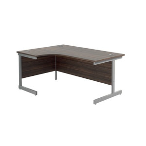 Jemini Radial Left Hand Desk 1600x800-1200x730mm Grey Oak/Silver 600mm Desk High Pedestal KF822671