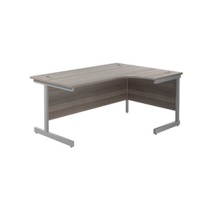 Jemini Radial Right Hand Single Upright Desk 1600x800-1200x730mm Grey Oak/Silver KF822711