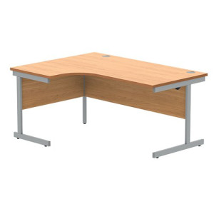 Astin Radial Left Hand SU Cantilever Desk 1600x1200x730mm Norwegian Beech/Silver KF824084