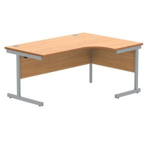 Astin Radial Right Hand SU Cantilever Desk 1600x1200x730mm Norwegian Beech/Silver KF824091