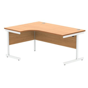 Astin Radial Left Hand SU Cantilever Desk 1600x1200x730mm Norwegian Beech/Arctic White KF824107