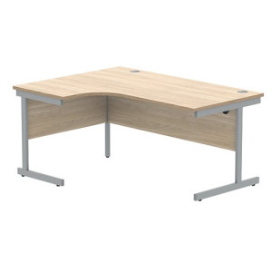 Astin Radial Left Hand SU Cantilever Desk 1600x1200x730mm Canadian Oak/Silver KF824121