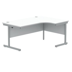 Astin Radial Right Hand SU Cantilever Desk 1600x1200x730mm Arctic White/Silver KF824176