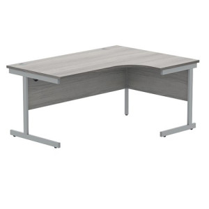 Astin Radial Right Hand SU Cantilever Desk 1600x1200x730mm Alaskan Grey Oak/Silver KF824213