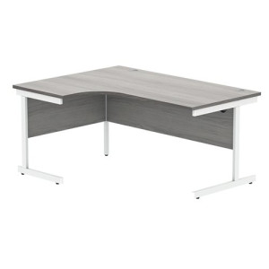 Astin Radial Left Hand SU Cantilever Desk 1600x1200x730mm Alaskan Grey Oak/Arctic White KF824220