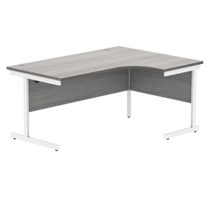 Astin Radial Right Hand SU Cantilever Desk 1600x1200x730mm Alaskan Grey Oak/Arctic White KF824237