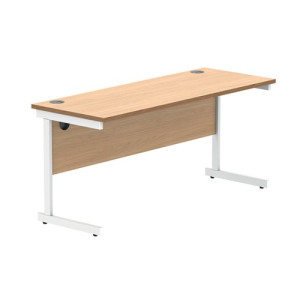 Astin Rectangular Single Upright Cantilever Desk 1600x600x730 Norwegian Beech/Arctic White KF824329