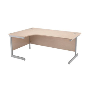 Jemini Radial Left Hand Cantilever Desk 1600x600-800x730mm Maple/Silver KF838047