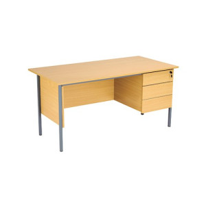 Serrion Rectangular 3 Drawer Pedestal 4 Leg Desk 1500x750x730mm Oak KF838378