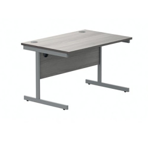 Polaris Rectangular Single Upright Cantilever Desk 1200x800x730mm Alaskan Grey Oak/Silver KF882342