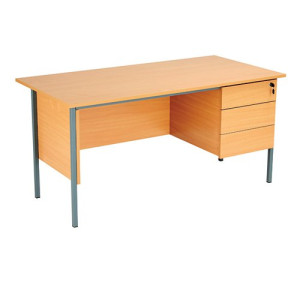 Serrion 4 Leg Desk 3 Drawer Pedestal 1500x750x725mm Ellmau Beech KF882389