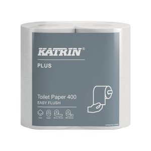 Katrin Plus Toilet Roll Easy Flush 2-Ply 400 Sheet White (Pack of 20) 82506