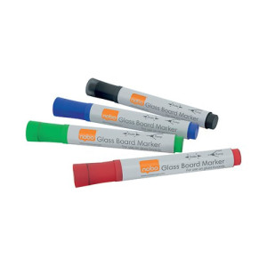 Nobo Glass Whiteboard Marker Assorted (Pack of 4) 1905323