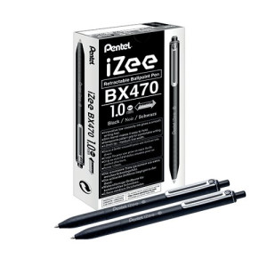 Pentel iZee Retractable Ballpoint Pen 1.0mm Black (Pack of 12) BX470-A