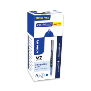 Pilot V7 Hi-Tecpoint Ultra Rollerball Pen Medium Blue (Pack of 20) 3131910516545