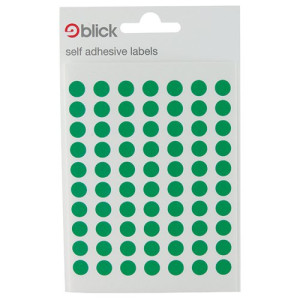 Blick Coloured Labels in Bags Round 8mm Dia 490 Per Bag Green (Pack of 9800) RS002659