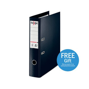 Rexel Choices 75mm Lever Arch File Polypropylene Foolscap Black 2115511