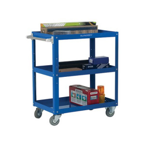 Works 3-Tier Trolley Blue (L670 x W400 x H900mm, 150kg Capacity) 329944