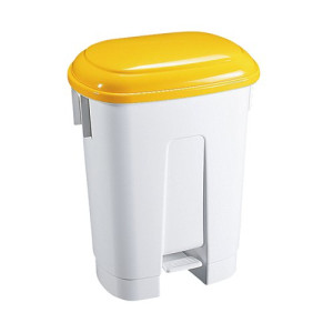 Derby Plastic Pedal Bin 60 Litre White/Yellow 348014